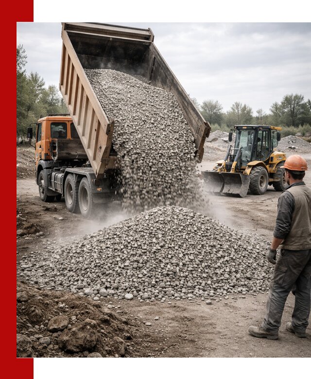 Доставка щебня в Новочеркасске крупными и мелкими фракциями