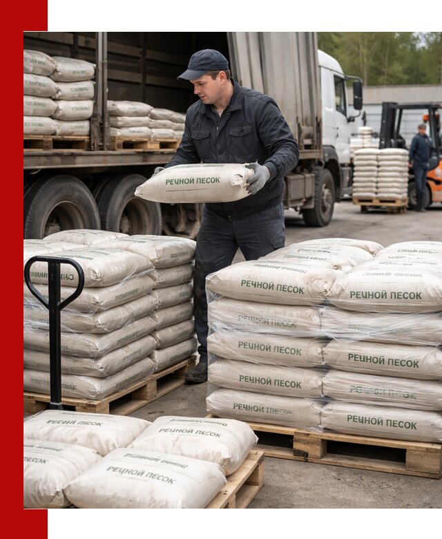 Речной песок в мешках с доставкой в Новочеркасске