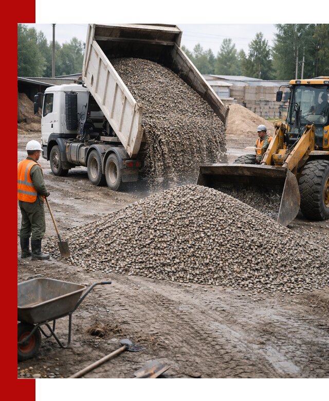 Мытый гравий с доставкой в Новочеркасске от карьера до участка