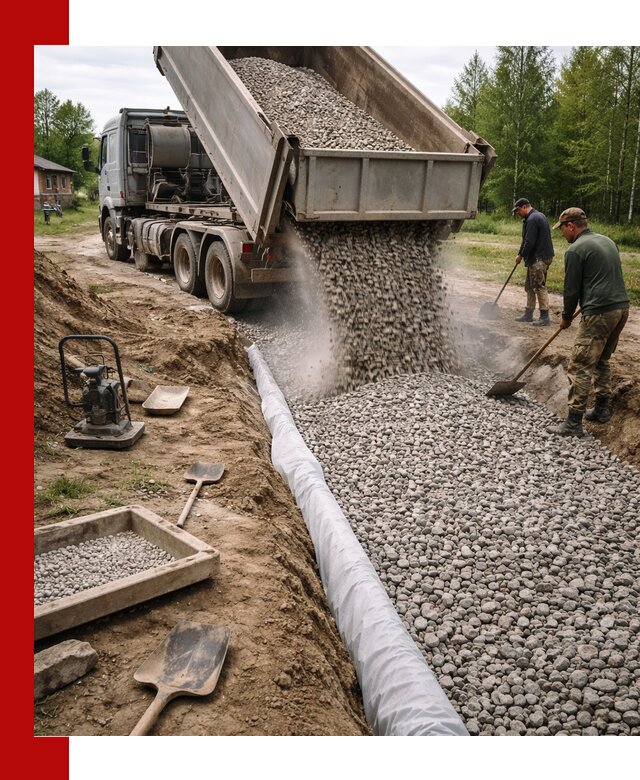 Гравий для дренажа с доставкой в Новочеркасске качественный и недорогой