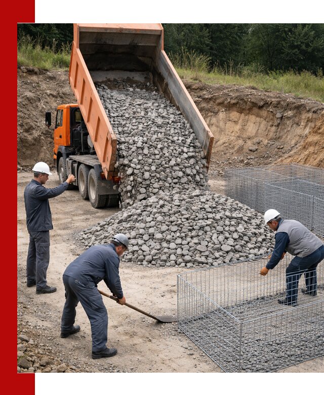 Камень для габионов с доставкой в Новочеркасске быстро и надёжно