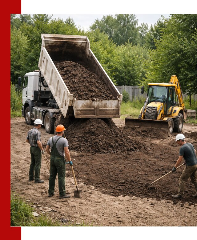 Доставка и укладка грунта для выравнивания участка в Новочеркасске