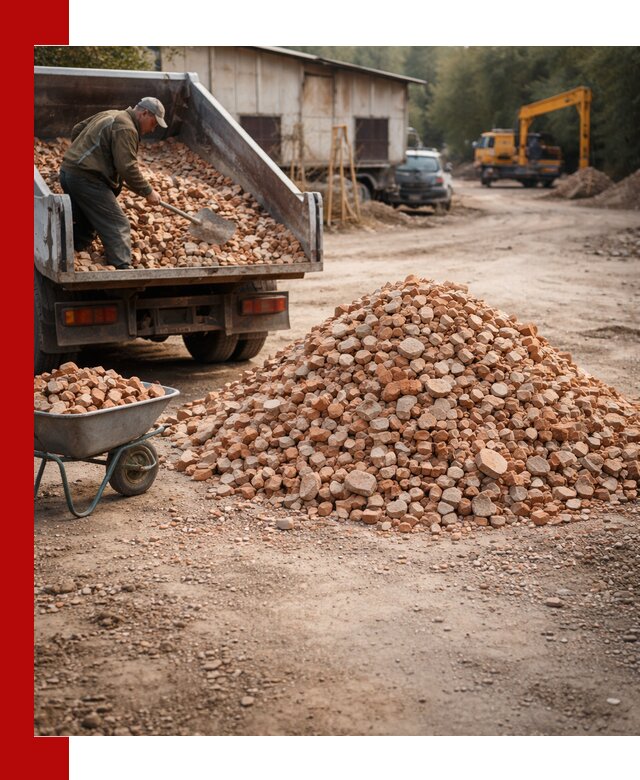 Доставка и подушка из боя кирпича с разгрузкой в Новочеркасске