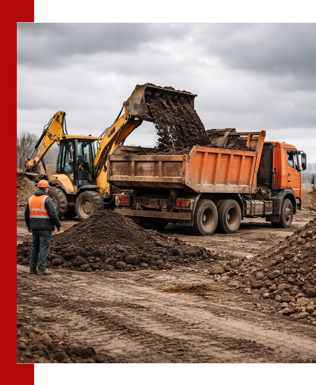 Вывоз грунта и строительного мусора в Новочеркасске грузовыми самосвалами