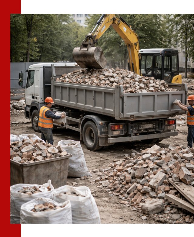 Вывоз строительного мусора в Новочеркасске с самосвалами и контейнерами