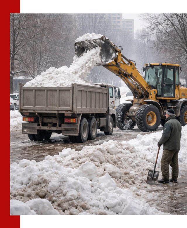 Вывоз снега грузовой техникой в Новочеркасске оперативно и чисто