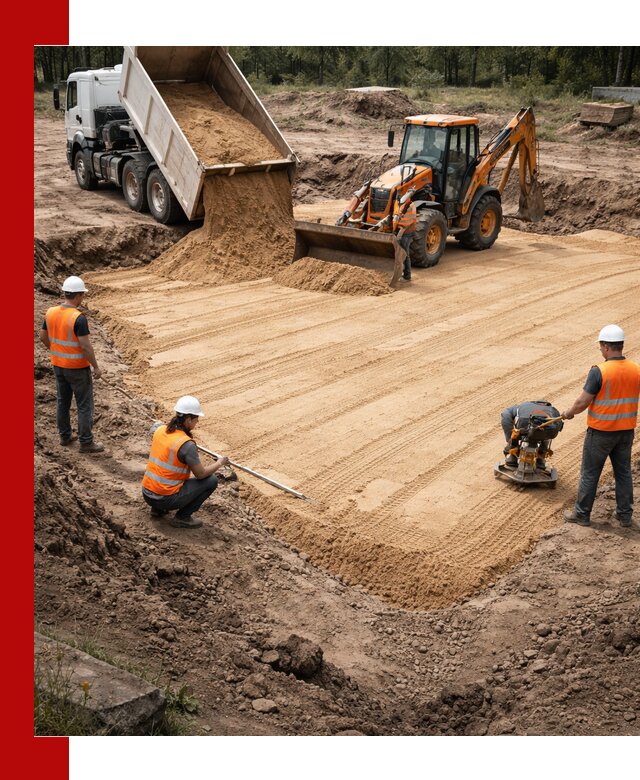 Устройство песчаной подушки для фундаментов и дорог в Новочеркасске